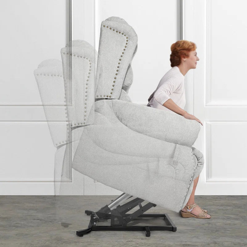 28" Width Seat Rivet Electric Power Lift Massage Recliner Chair Sofa with Lumbar Heated, 8 Point Massage Lift Reclining Chair for Elderly