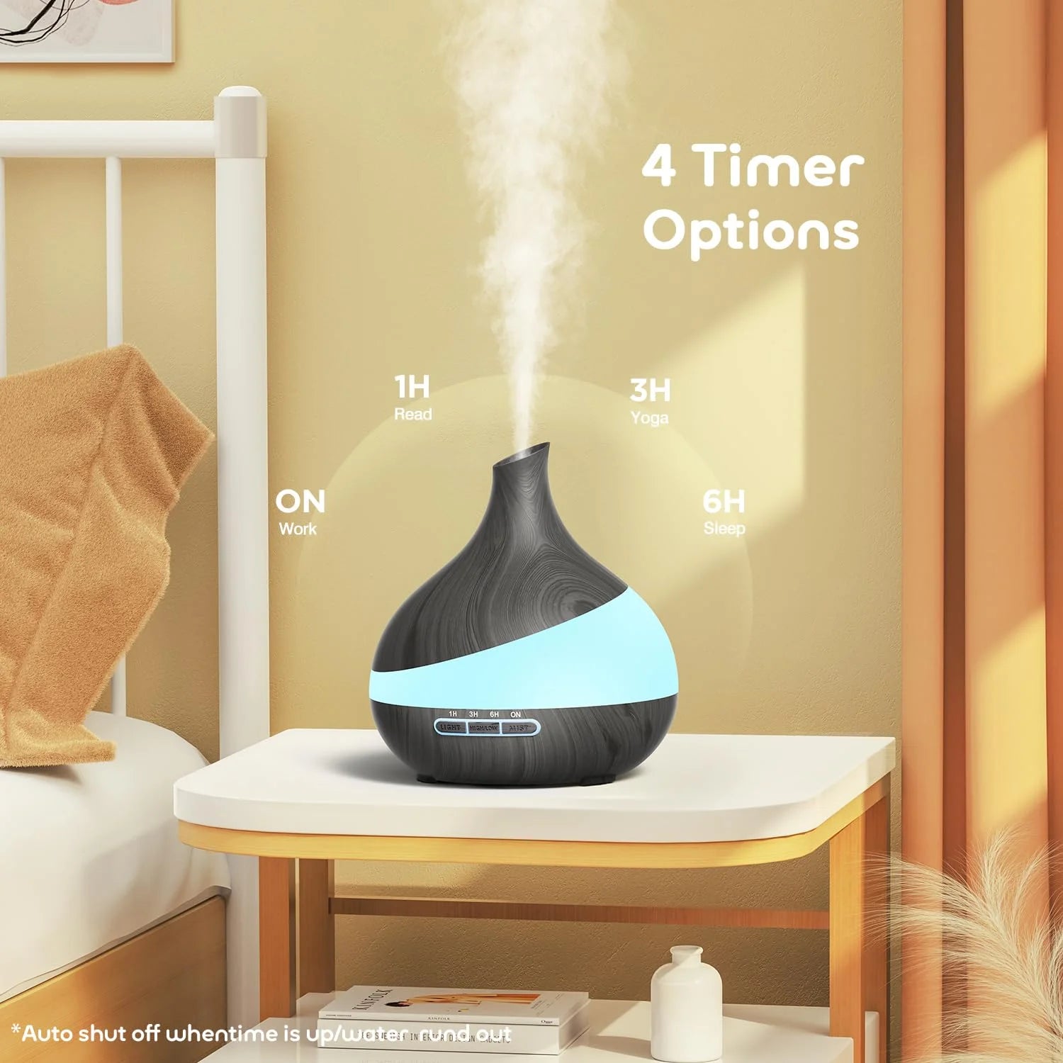 550Ml Essential Oil Diffuser, Upgraded Oil Diffuser for Large Room, Cool Mist Humidifier Air Diffuser with Remote Control 4 Timer Setting 14 Color Lights Waterless Auto Shut-Off