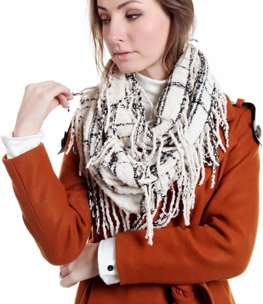 Infinity Scarf Winter Double-Layer Neck Warmer Knit Fleece Lined Circle Loop Scarves