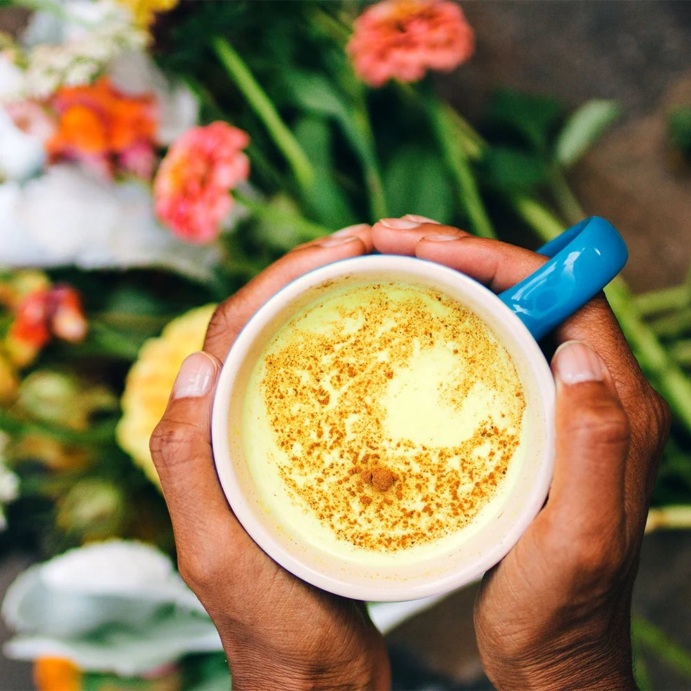 Turmeric Milk – Organic Turmeric Latte Mix with Ashwagandha & Cardamom – Instant Caffeine Free Golden Milk Sweetened with Maple Sugar – 4.3 Oz –Non GMO Sustainably Sourced Vegan