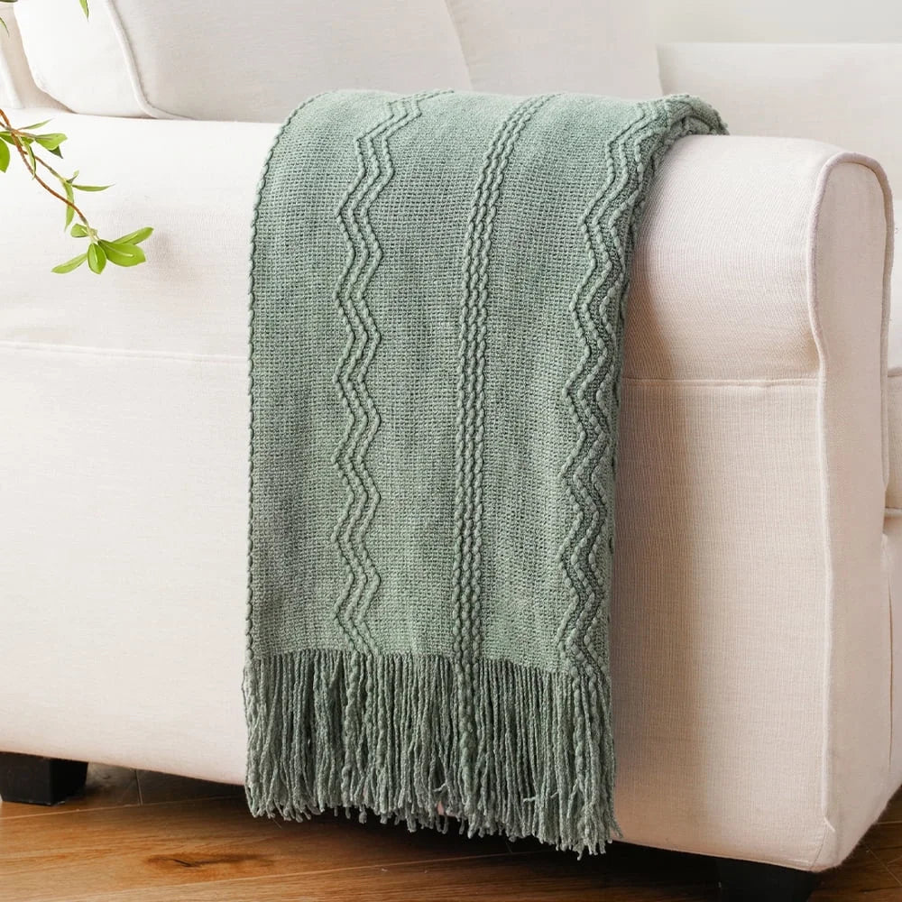 Sage Green Throw Blanket for Couch,Green Boho Blanket,Sofa Throws for Living Room,50"X60"