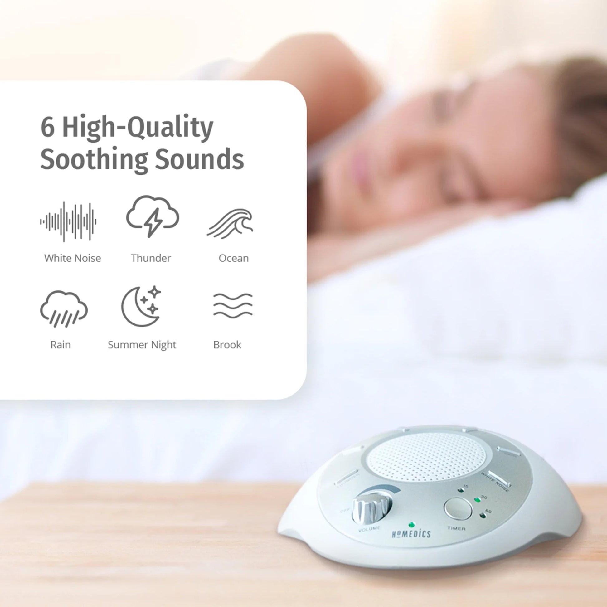 Sound Spa and White Noise Machine, 6 Relaxing Nature Sounds, Sound Therapy for Home, Office, Nursery
