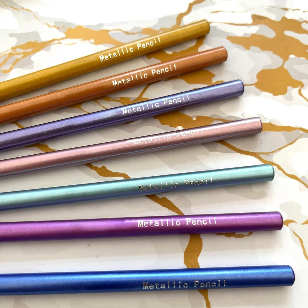 24 Count Metallic Colored Pencils Assorted Coloring Pencil Set Wooden Drawing Pencils for Kids Art Drawing Coloring Book