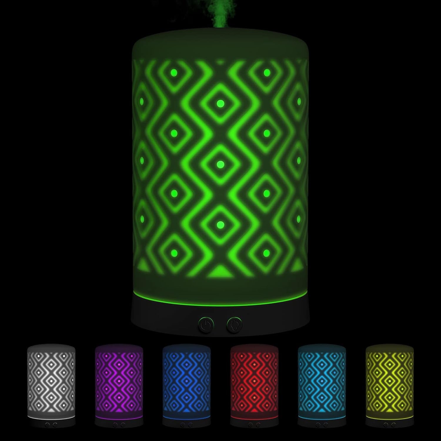 Ceramic Essential Oil Diffuser with 7-Color LED Lighting and Auto Shut-Off Safety Feature - White