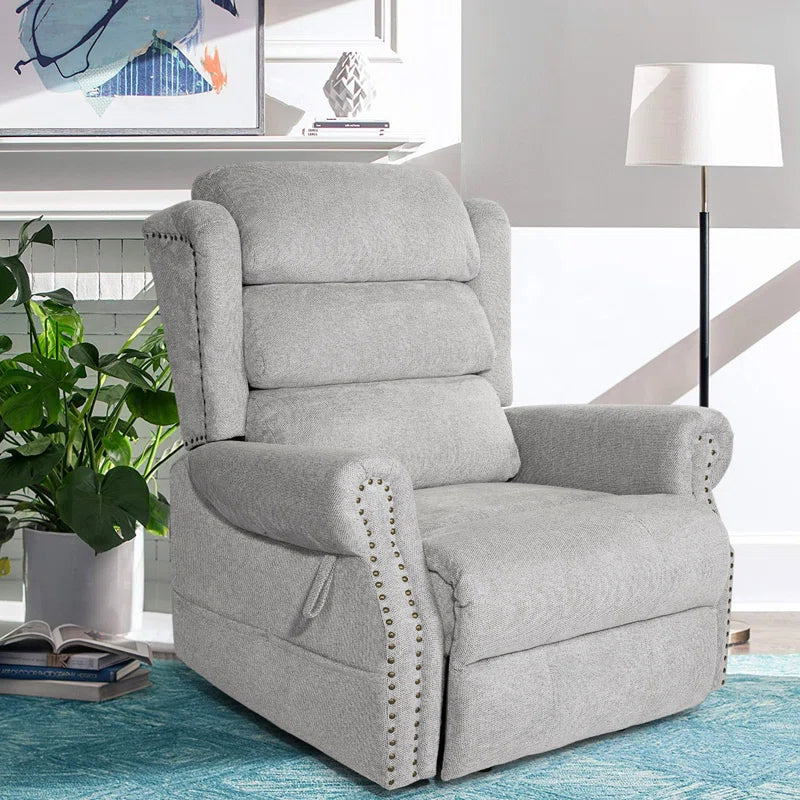 28" Width Seat Rivet Electric Power Lift Massage Recliner Chair Sofa with Lumbar Heated, 8 Point Massage Lift Reclining Chair for Elderly