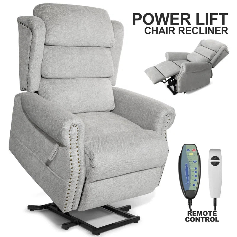 28" Width Seat Rivet Electric Power Lift Massage Recliner Chair Sofa with Lumbar Heated, 8 Point Massage Lift Reclining Chair for Elderly