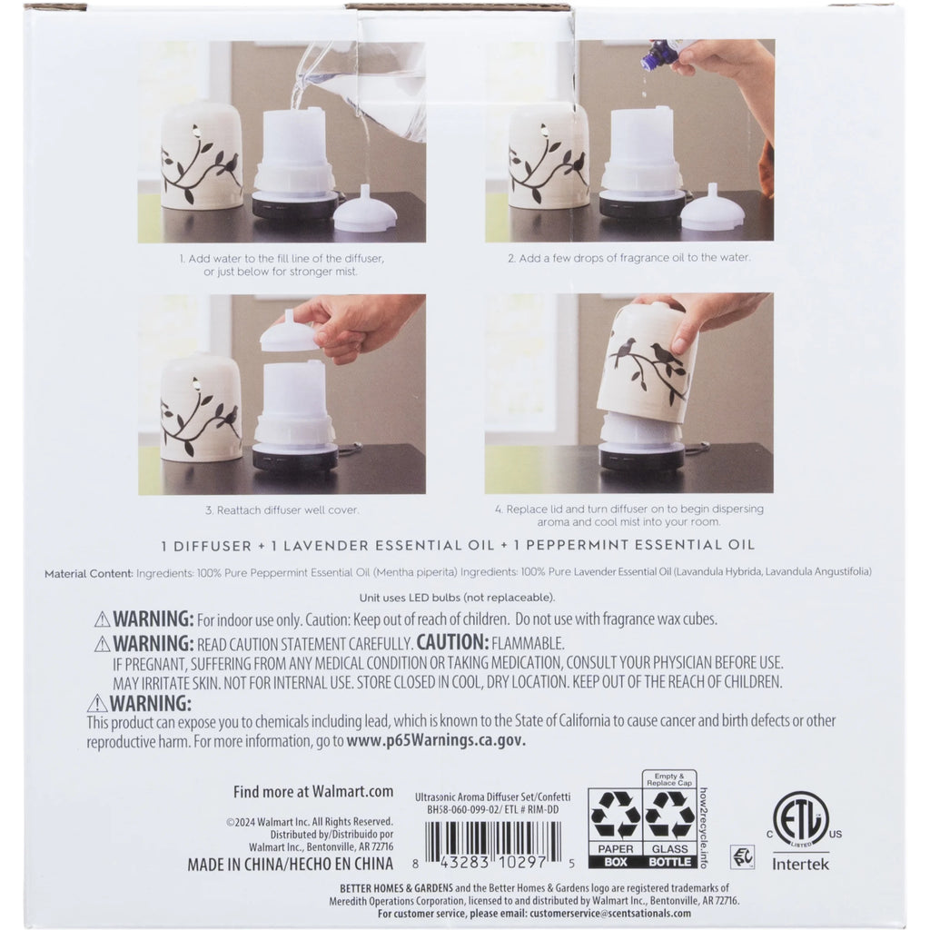 3 Piece 100 Ml Cool Mist Ultrasonic Aroma Diffuser Set, Confetti