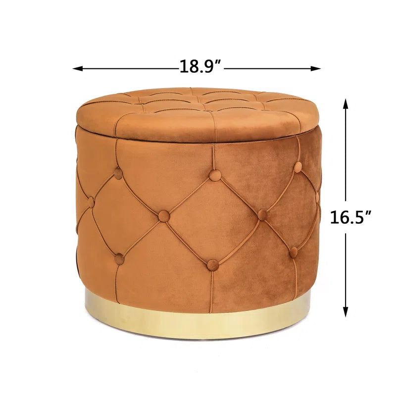 18.9" Wide Tufted round Storage Ottoman