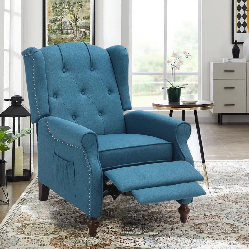 Zelma Upholstered Push Back Recliner W/ Vibratory Massage & Heating Function