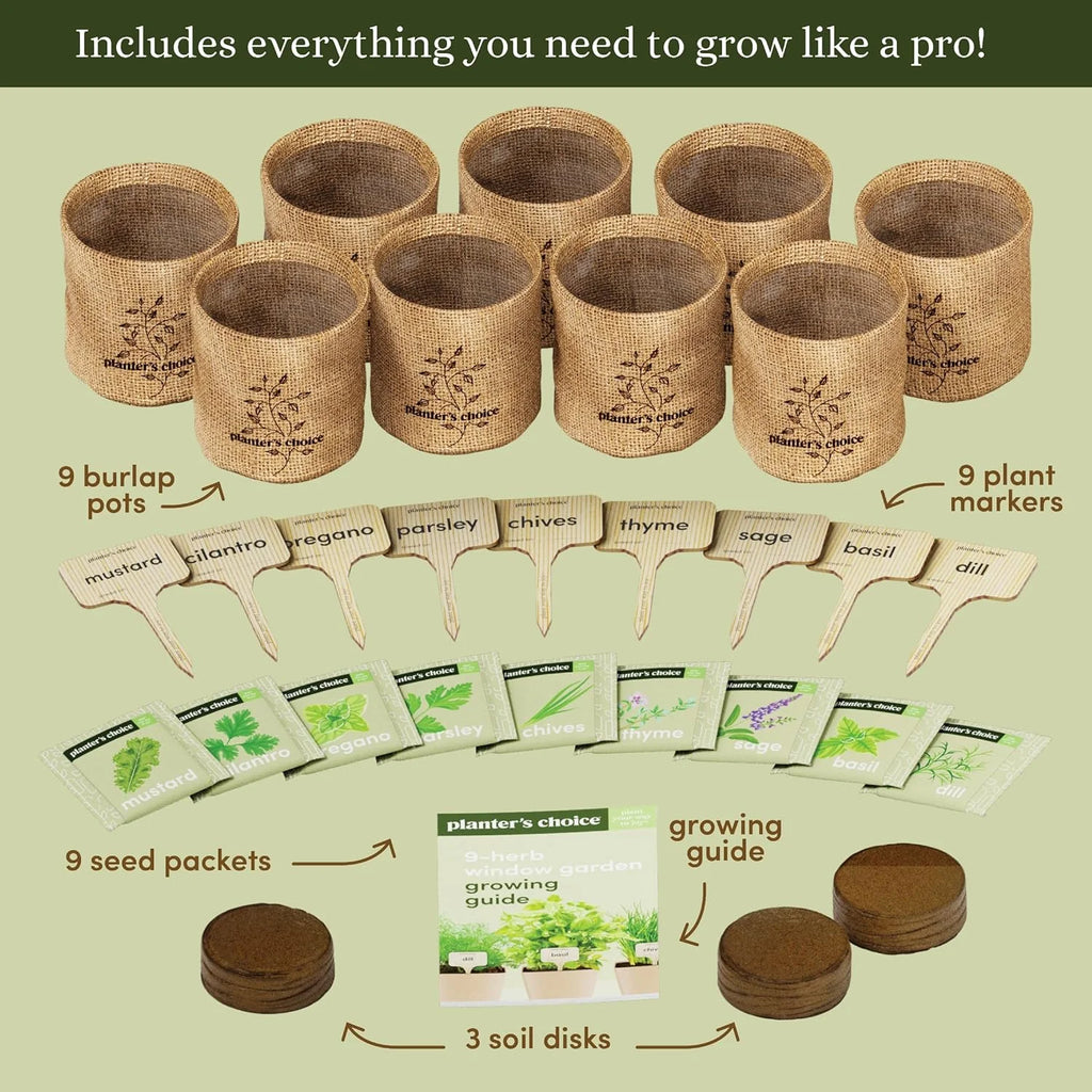 Planters' Choice Herb Plant Growing Kit with Seed-Safe Packets (9 Count)