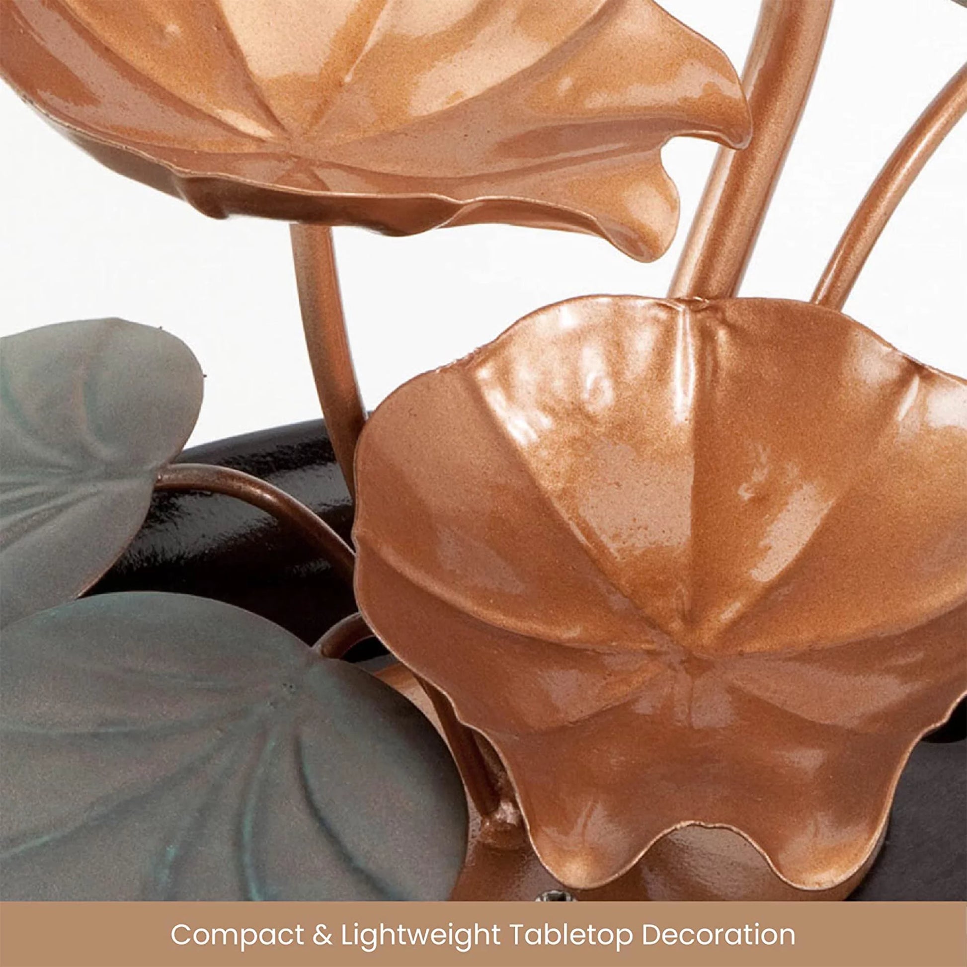 Tabletop Water Serenity Fountain Indoor Water Lily Ornaments, Copper, 10"