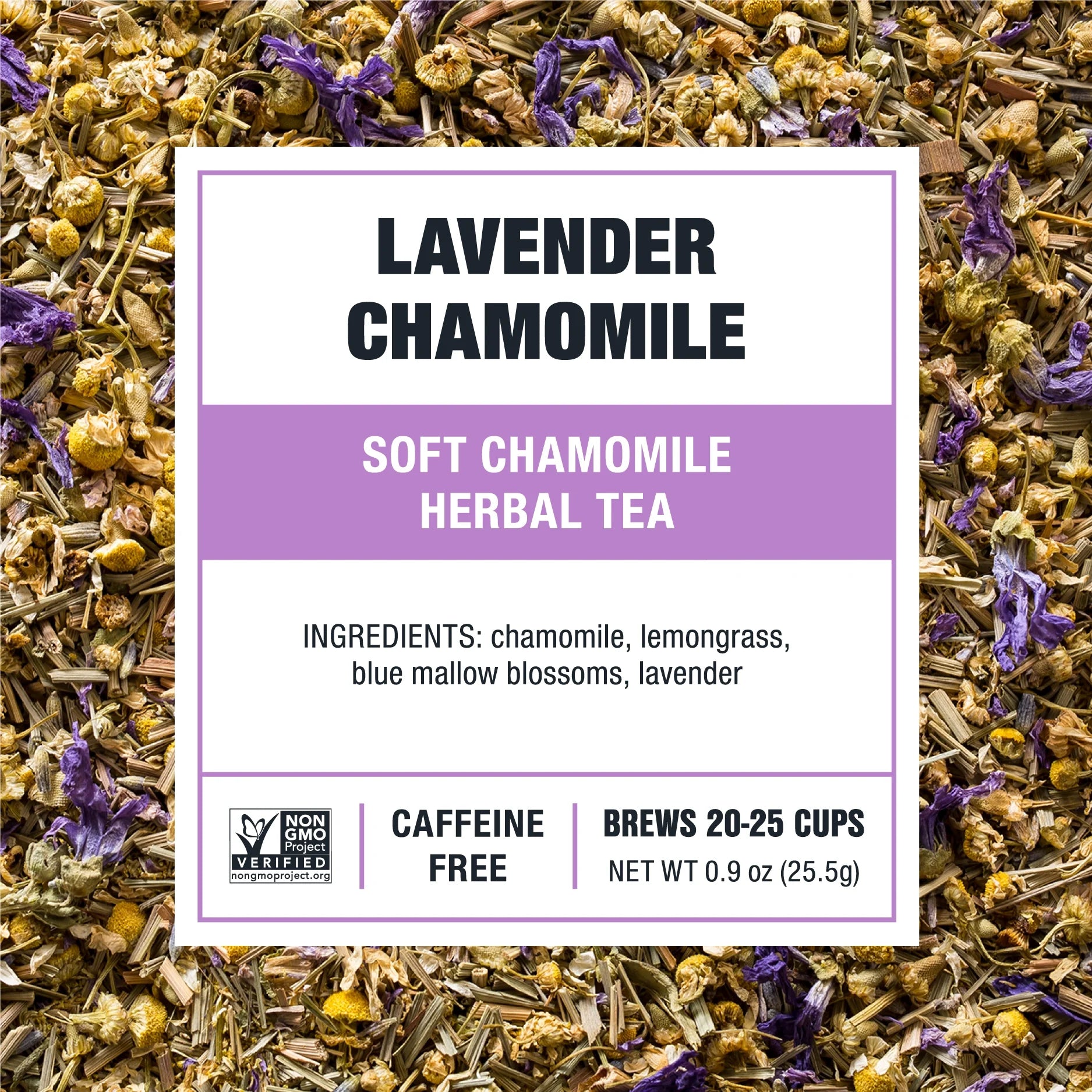 - Lavender Chamomile, Relaxer Loose Leaf Herbal Tea, Caffeine Free, Gmo-Free, Make Hot or Iced Tea & Brews up to 25 Cups - 0.9 Ounce Resealable Pouch