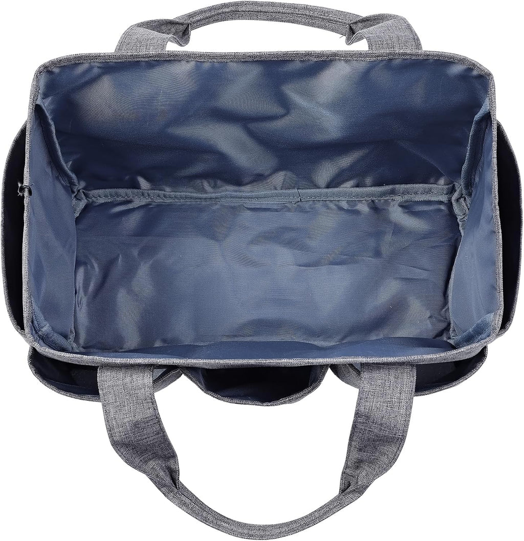 Versatile Gray Craft Organizer Tote Bag with Multiple Pockets for Scrapbooking and Craft Supplies