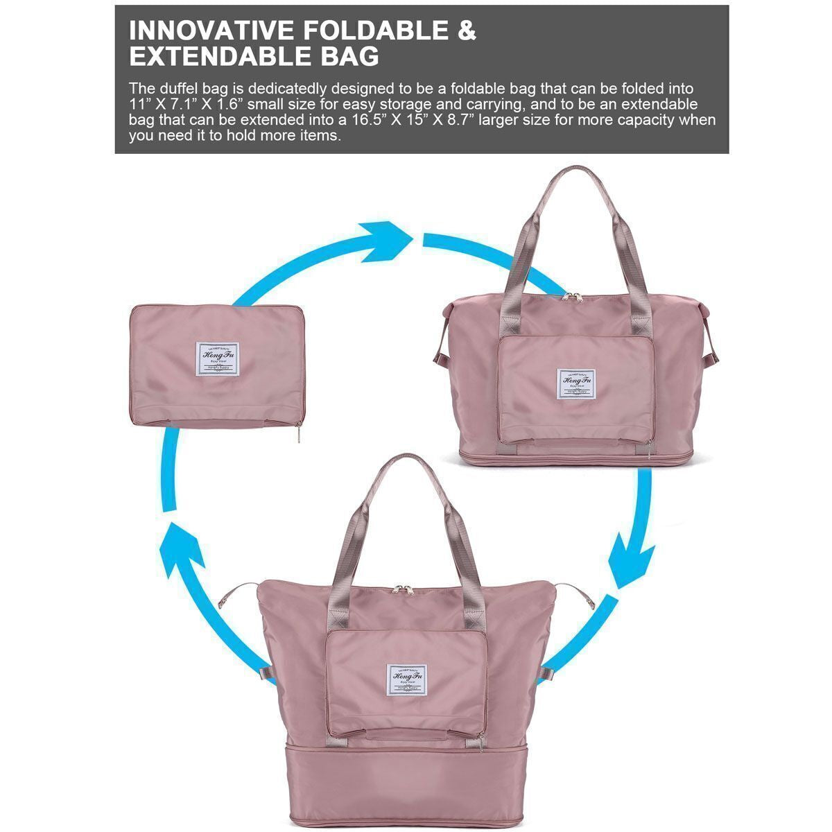 Spacious & Stylish Waterproof Travel Duffel Bag for Women - Collapsible & Expandable!