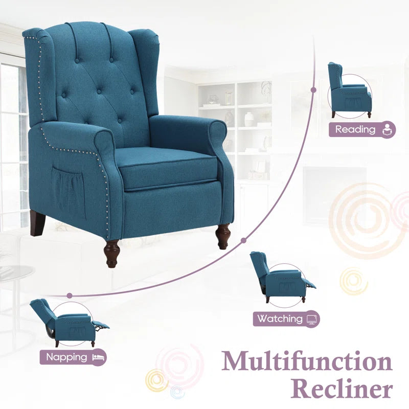 Zelma Upholstered Push Back Recliner W/ Vibratory Massage & Heating Function