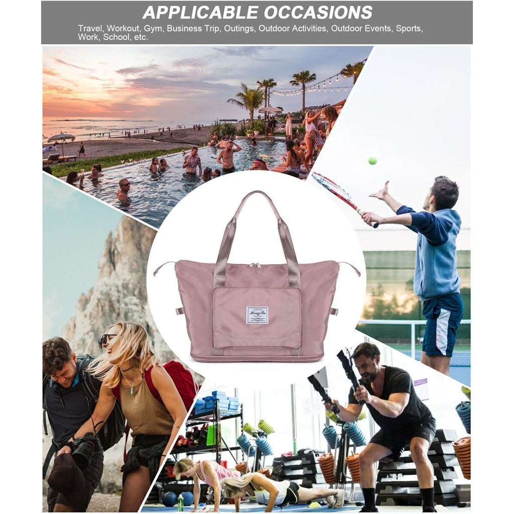 Spacious & Stylish Waterproof Travel Duffel Bag for Women - Collapsible & Expandable!
