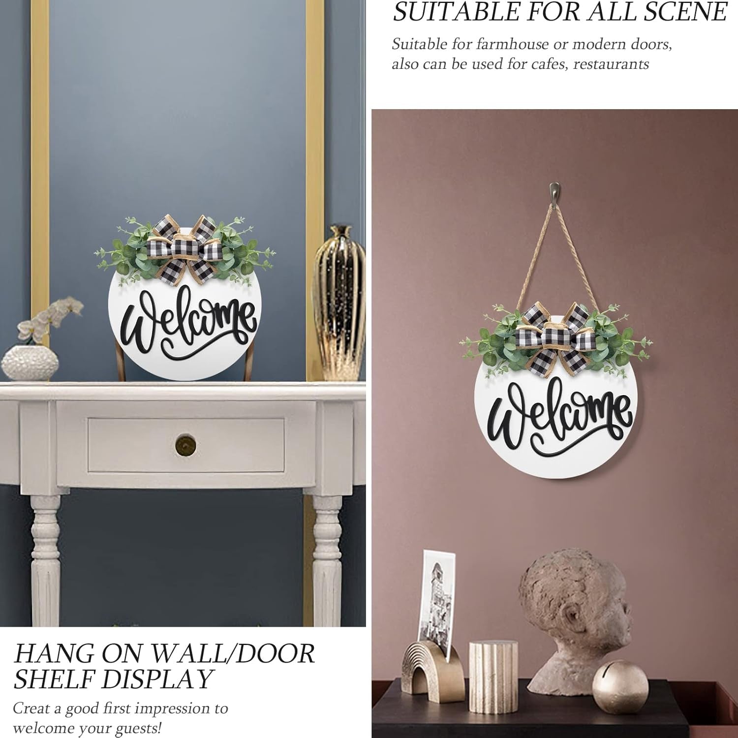 Welcome Sign for Front Door Door Decor Wreath Spring Decor Farmhouse Front Door Wreath Rustic Style - Home Decor Outdoor