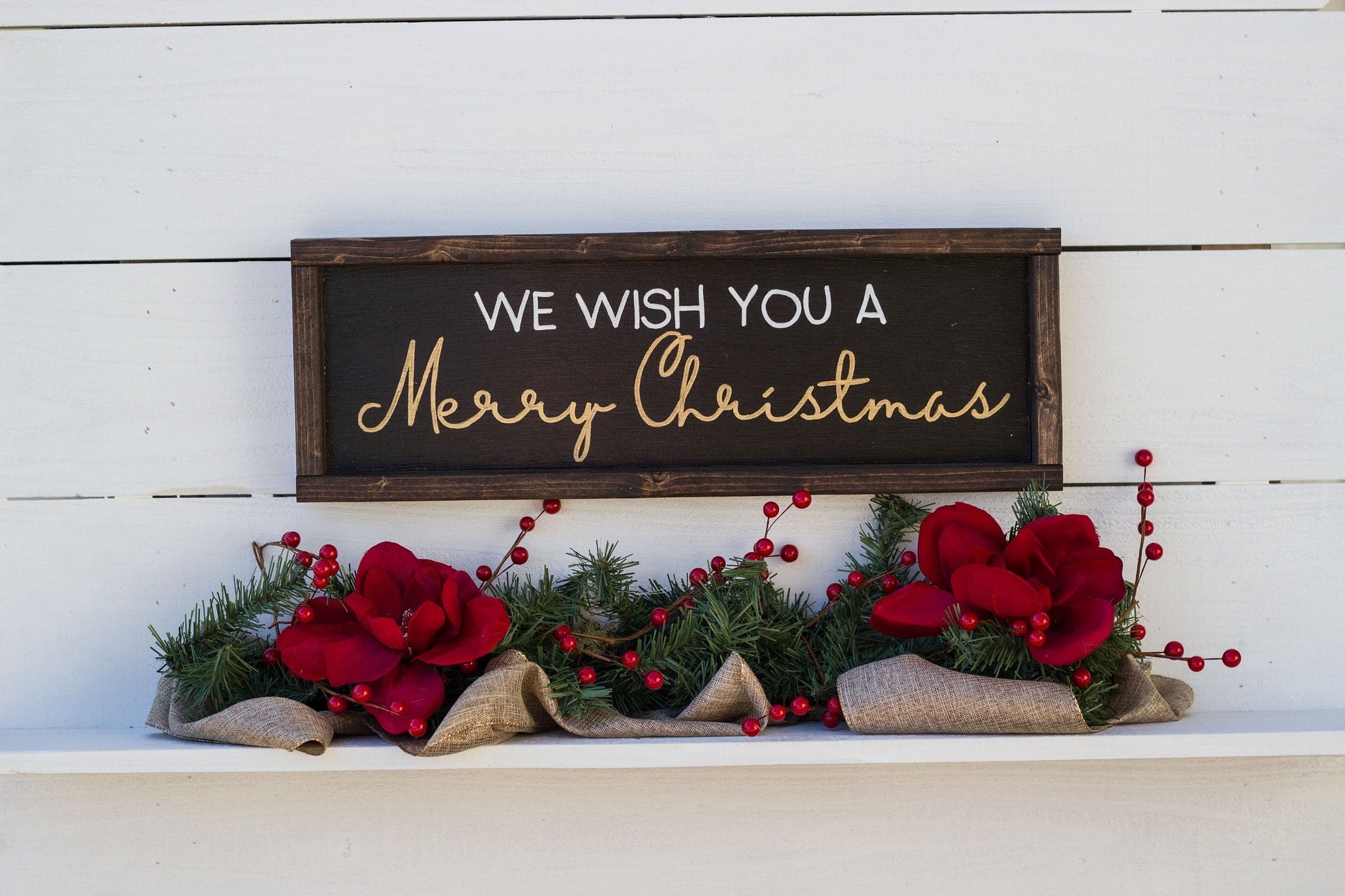 We Wish You A Merry Christmas, wood sign, Christmas Decor